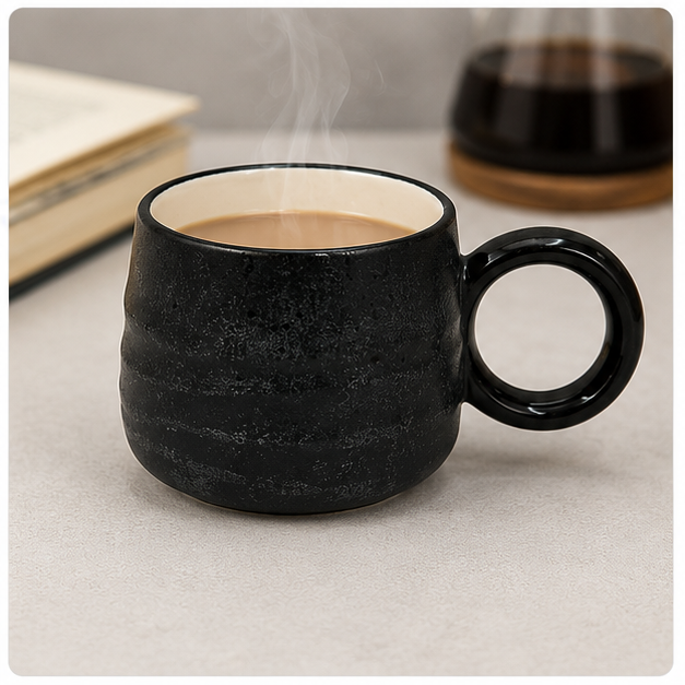 Black Ceramic Tea & Coffee Cup (YM460)
