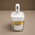 White Glass Square Storage Jar with Scoop(YM1261)