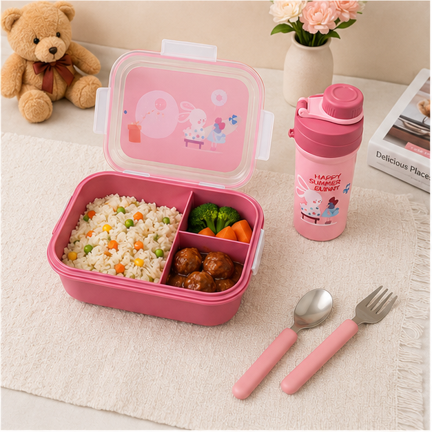 Pink Kids Lunch Box & Bottle Set (YM2479)