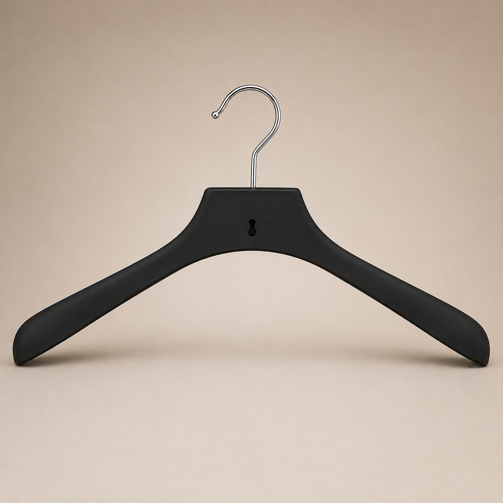 Premium Wide-Shoulder Black Clothes Hanger(YM432)