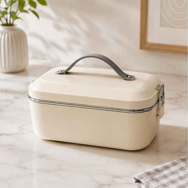 Premium White Lunch Box with Carry Handle for Office, School & Travel (YM698)