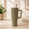 Premium Beige Insulated Tumbler with Handle & Straw (YM2634)
