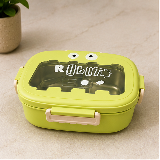 Kids Stainless Steel Robot Lunch Box Lime Green (YM2501)