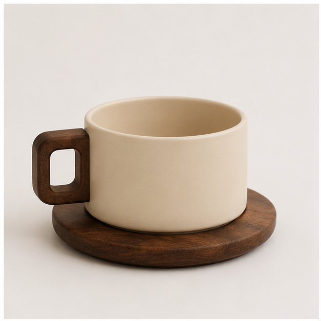 Cream Signature Latte Cup with Saucer (YM2385)