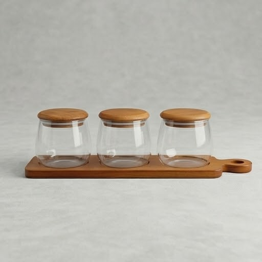 Transparent Glass Seasoning Jar Set of 3 (YM382)