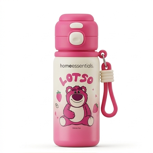 Cute Pink 500ML Kids Sipper Bottle with Lotso Design (YM1509)