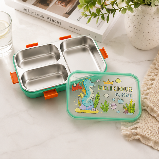 Kids Stainless Steel Lunch Box – Green (YM2498)
