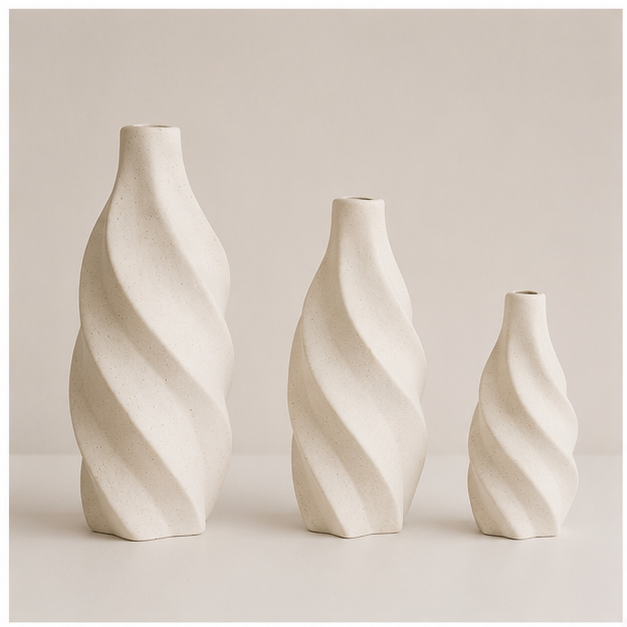 Off-White Ceramic Flower Vase for Contemporary Décor (YM2376)