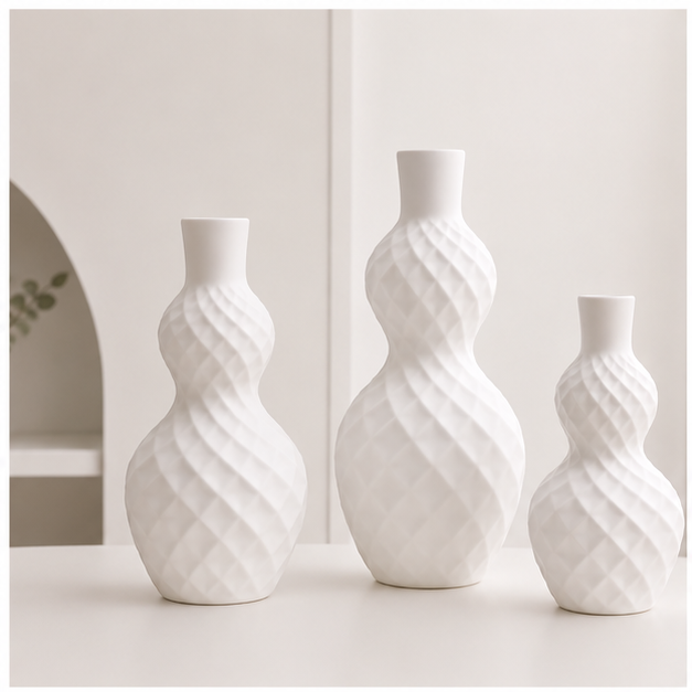Modern White Ceramic Flower Vase for Table Décor (YM2350)