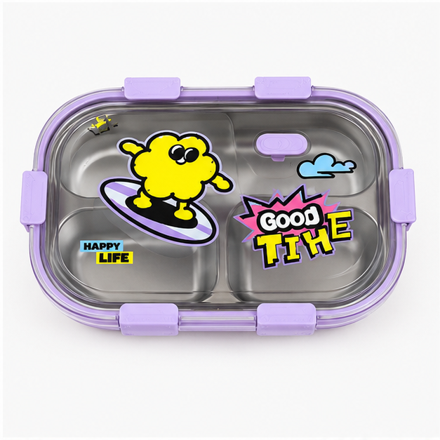 800ml Purple Stainless Steel Kids Lunch Box (YM2492)