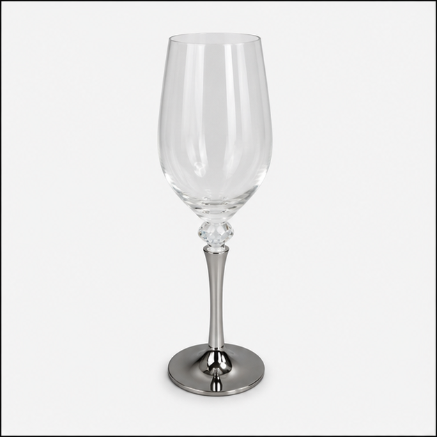 Luxury Wine Glass with Crystal Stem & Silver Base (YM2279)