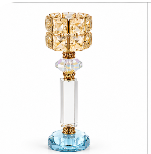 Gold Crystal Pillar Candle Holder Decor (YM2291)