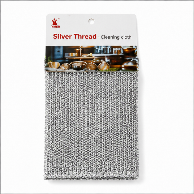 Silver Clean Dish Scrub Cloth (YM1217)