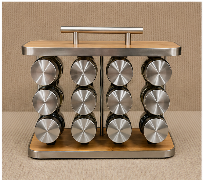 12 Jar Glass Spice Rack Organizer Set (YM078)