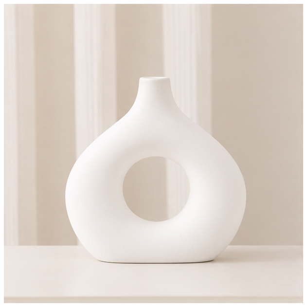 Minimalist White Decorative Ceramic Vase (YM2330)