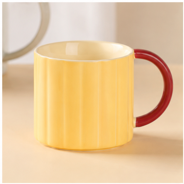 Yellow Ceramic Coffee Mug with Contrast Handle (YM1724)