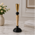 Classic Gold & Black Pedestal Candle Holder (YM1134)