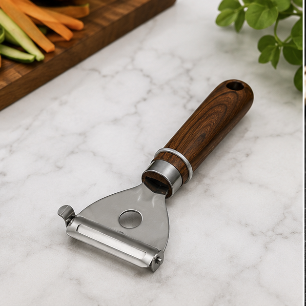 Stainless Steel Kitchen Peeler with Brown Handle (YM107)