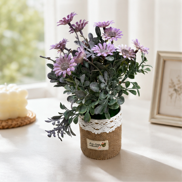 Artificial Lavender Daisy Plant in Decorative Pot (YM997)
