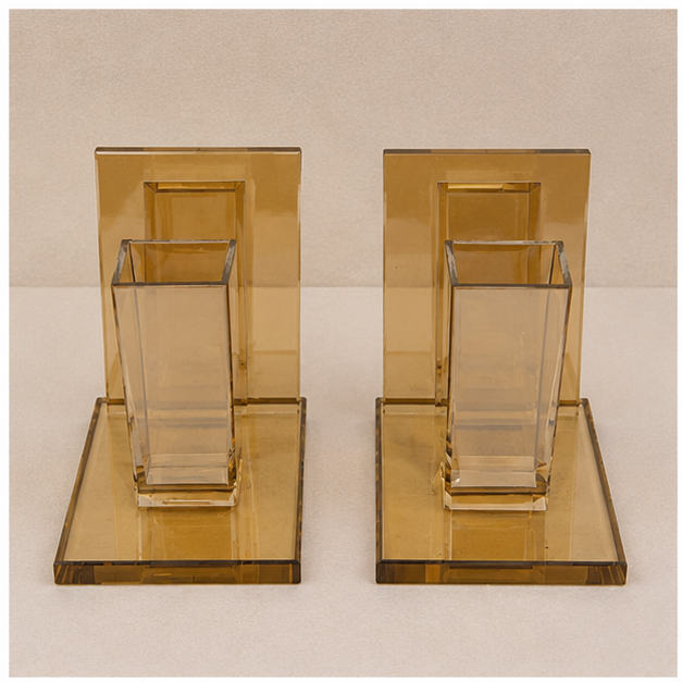 Amber Geometric Glass Bookends Set of 2 (YM2269)