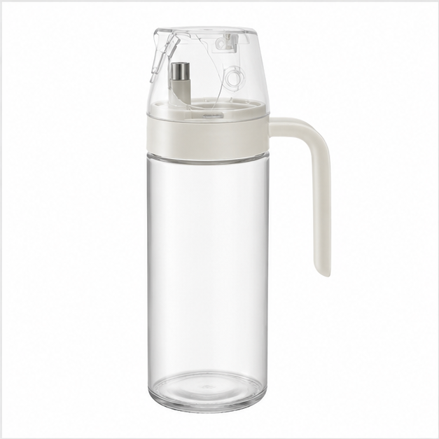 Glass Oil Dispenser Bottle with Handle White 550ML (YM1230)
