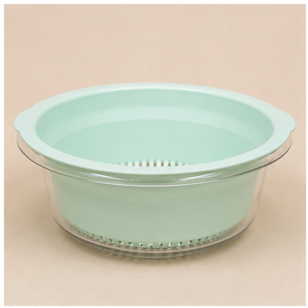 Light Green Plastic Drain Basket for Kitchen Use (YM330)