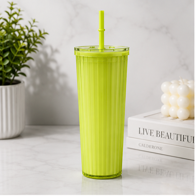 Plastic Water Tumbler with Straw for Daily Hydration & Travel (YM494)