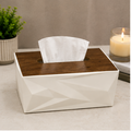 Tissue Paper Box with Wooden Lid White (YM2718)
