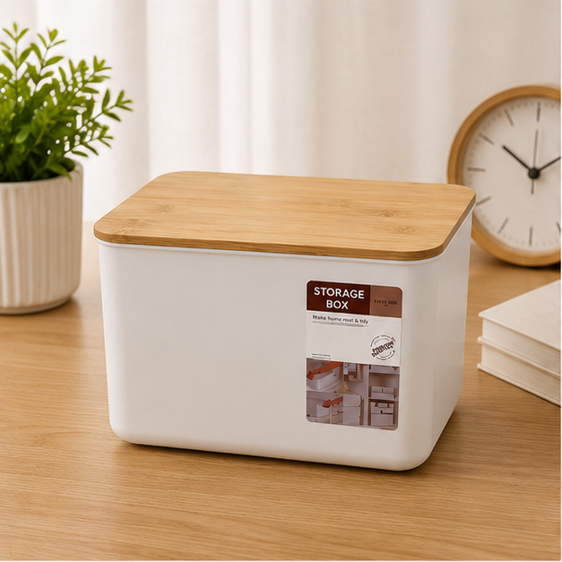 Storage Box with Tissue Holder – White Organizer Box (YM558)