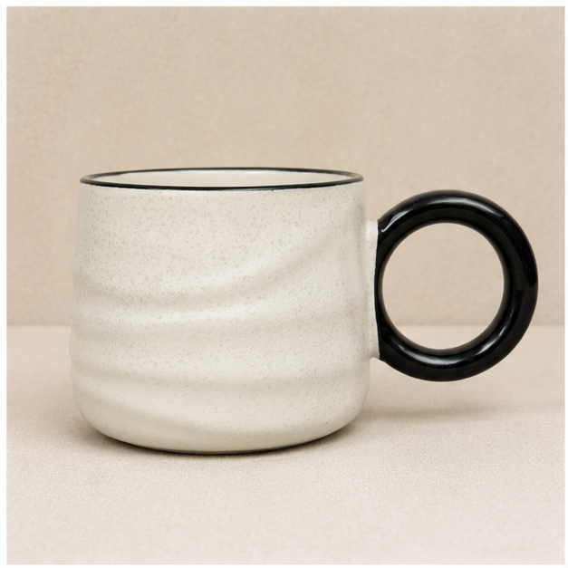 White Ceramic Coffee Mug with Black Handle (YM460)