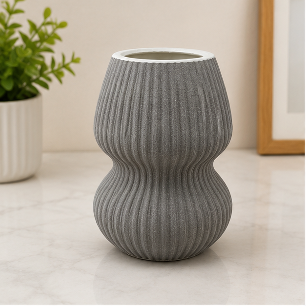 Textured Decorative Flower Vase Grey (YM1344)