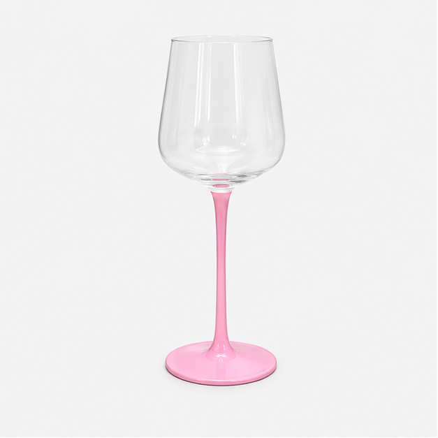 Stemmed Wine Glass with Pink Base (YM1384)
