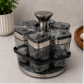 Rotating Glass Seasoning Jar Set with Stand - Set of 6 (YM068)