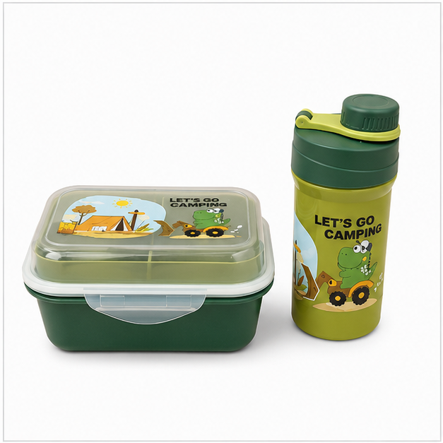 Green Kids Lunch Box and Water Bottle Set (YM2479)