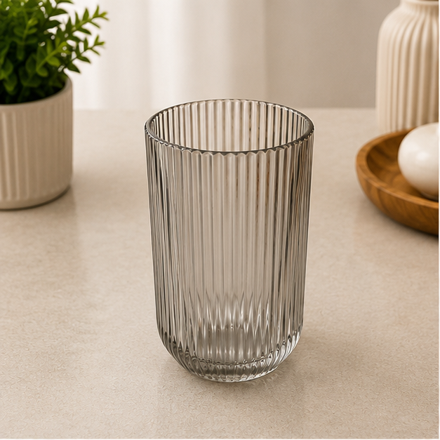 Grey Glass Drinkware – Elegant Glass Cup & Mug (YM615)