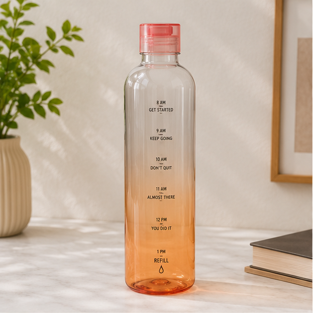 Orange Glass Water Bottle 1000ml for Daily Hydration & Travel (YM2150)