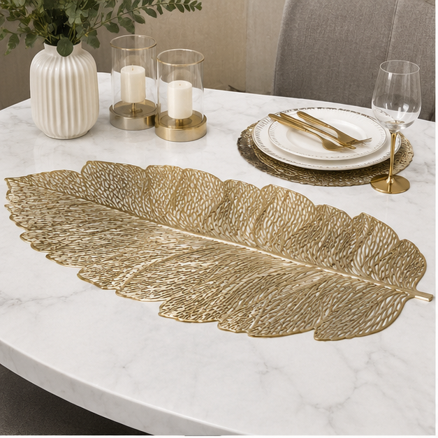 Modern Leaf Pattern Placemat Gold (YM2647)