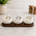 Ceramic Condiment Set with Tray White (YM2377)