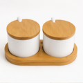 White Glass Seasoning Jar Set of 2 (YM145)