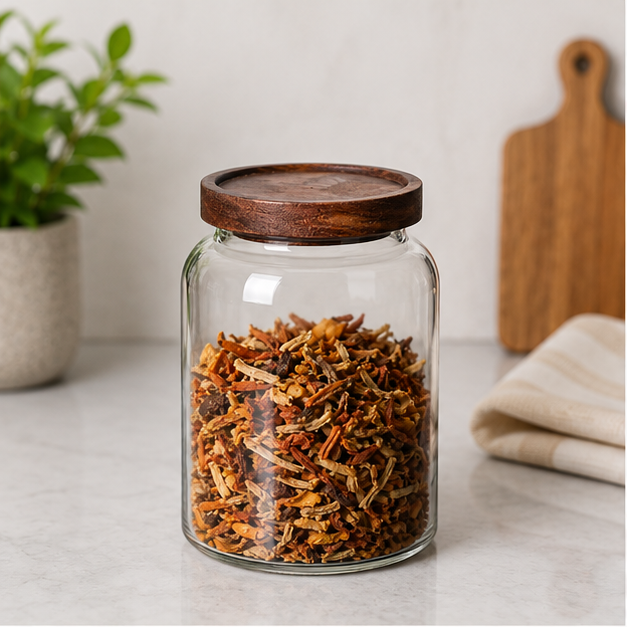 Glass Storage Jar with Wooden Lid (YM2449)