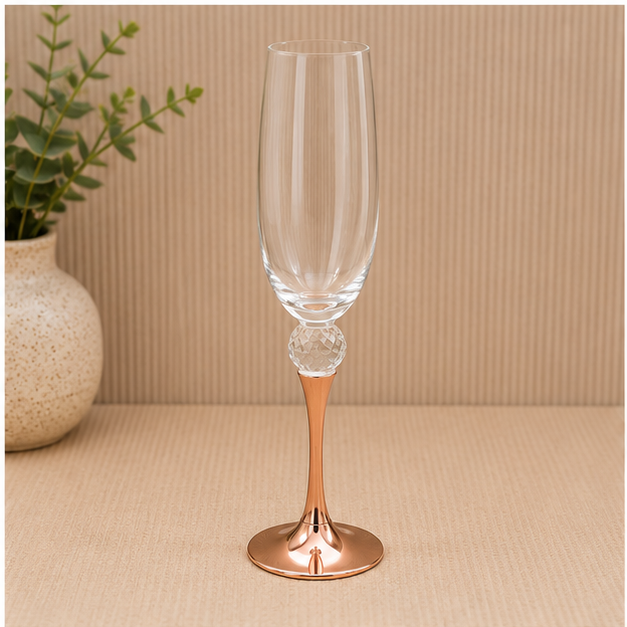 Rose Gold Champagne Flute Glass for Celebrations (YM2276)