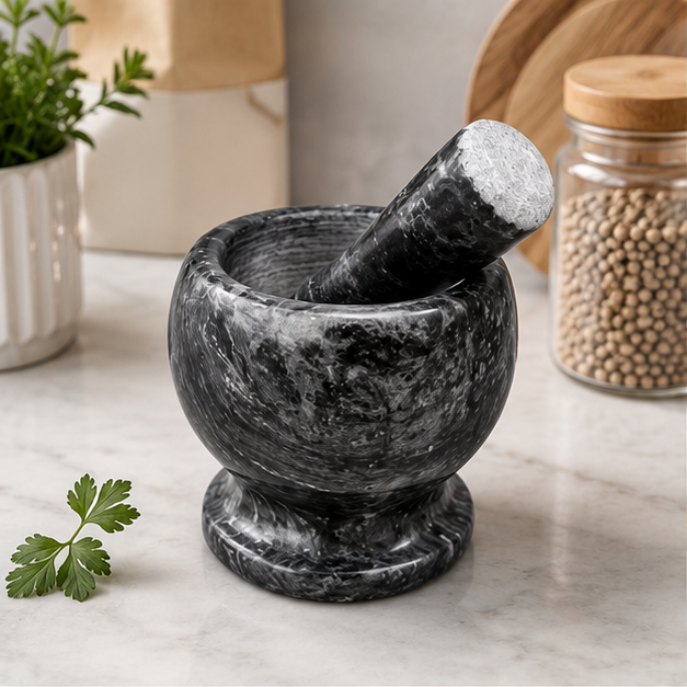 Grey Marble Mortar & Pestle Set (YM927)