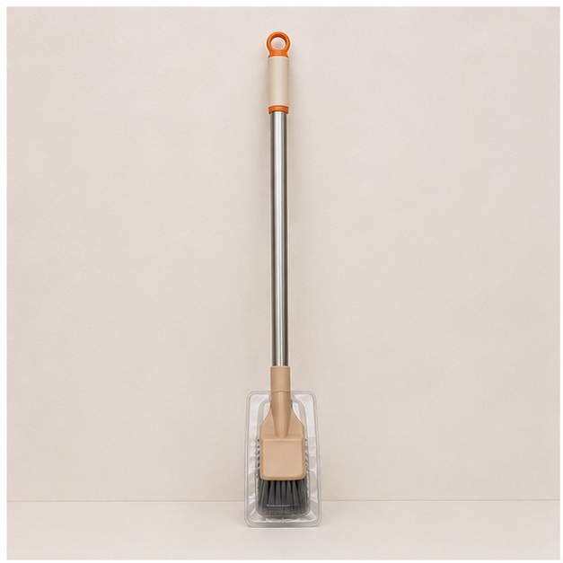 Beige Cleaning Brush with Long Handle (YM565)