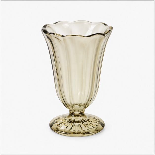 Gold Tinted Glass Dessert Cup with Spoon (YM613)