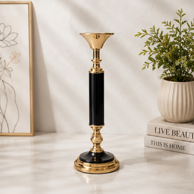 Modern Glass Stem Pillar Candle Holder (YM1128)