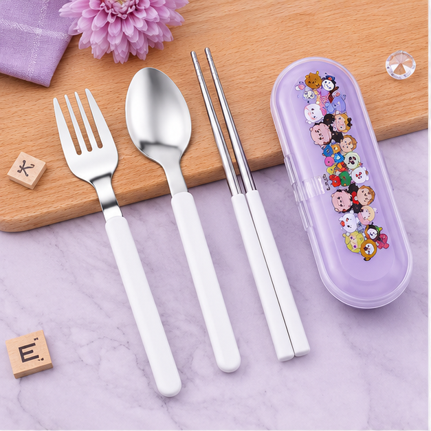 Kids Cutlery Set with Case – Purple (YM2496)