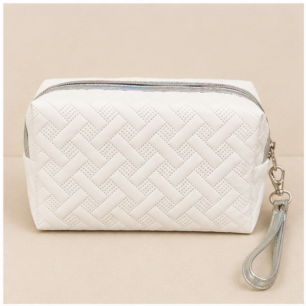 White Braided Texture Cosmetic Makeup Bag (YM1434)