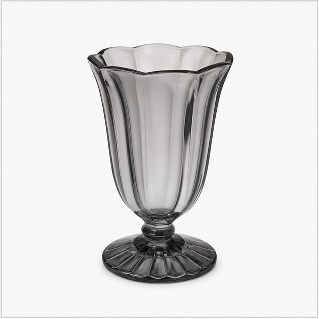 Grey Tinted Glass Dessert Cup with Spoon (YM613)
