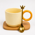 Yellow Ceramic Coffee Mug Set with Coaster & Spoon (YM469)