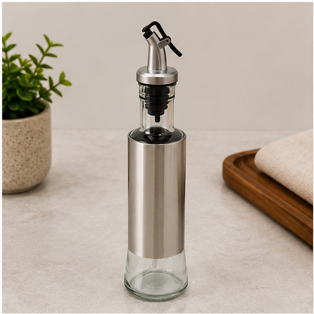 Glass Oil Dispenser Bottle with Stainless Steel Pourer (YM054)